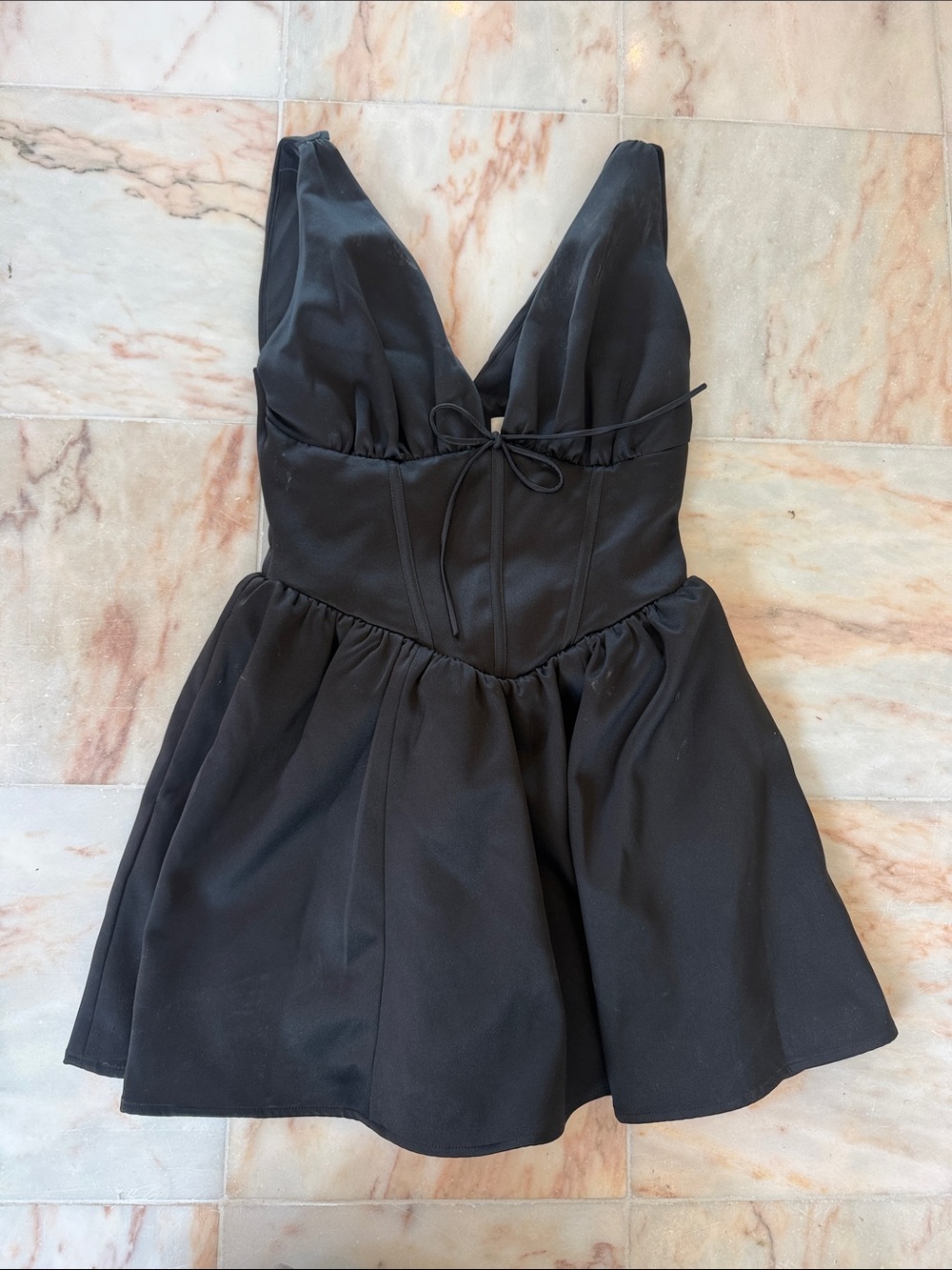 House of CB Black V-Neck Fit & Flare Mini Dress